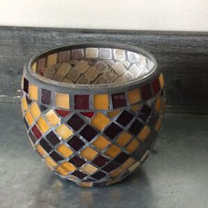 Mosaic glass candle holder fairycore cottagecore candlelight cozy tea light